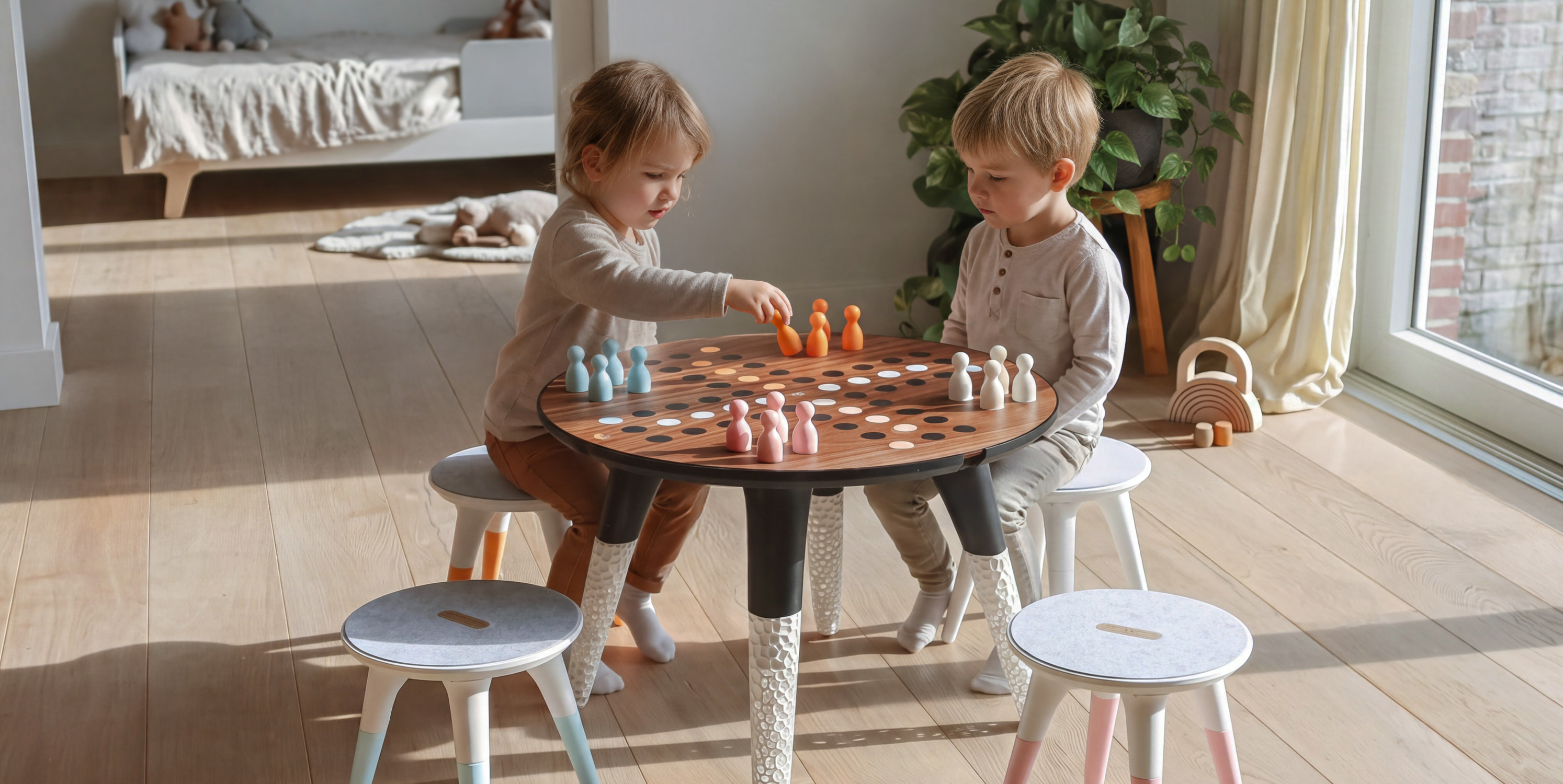 PlayDeck: mesa e bancos modulares, projeto feito com a Bambu Lab R1