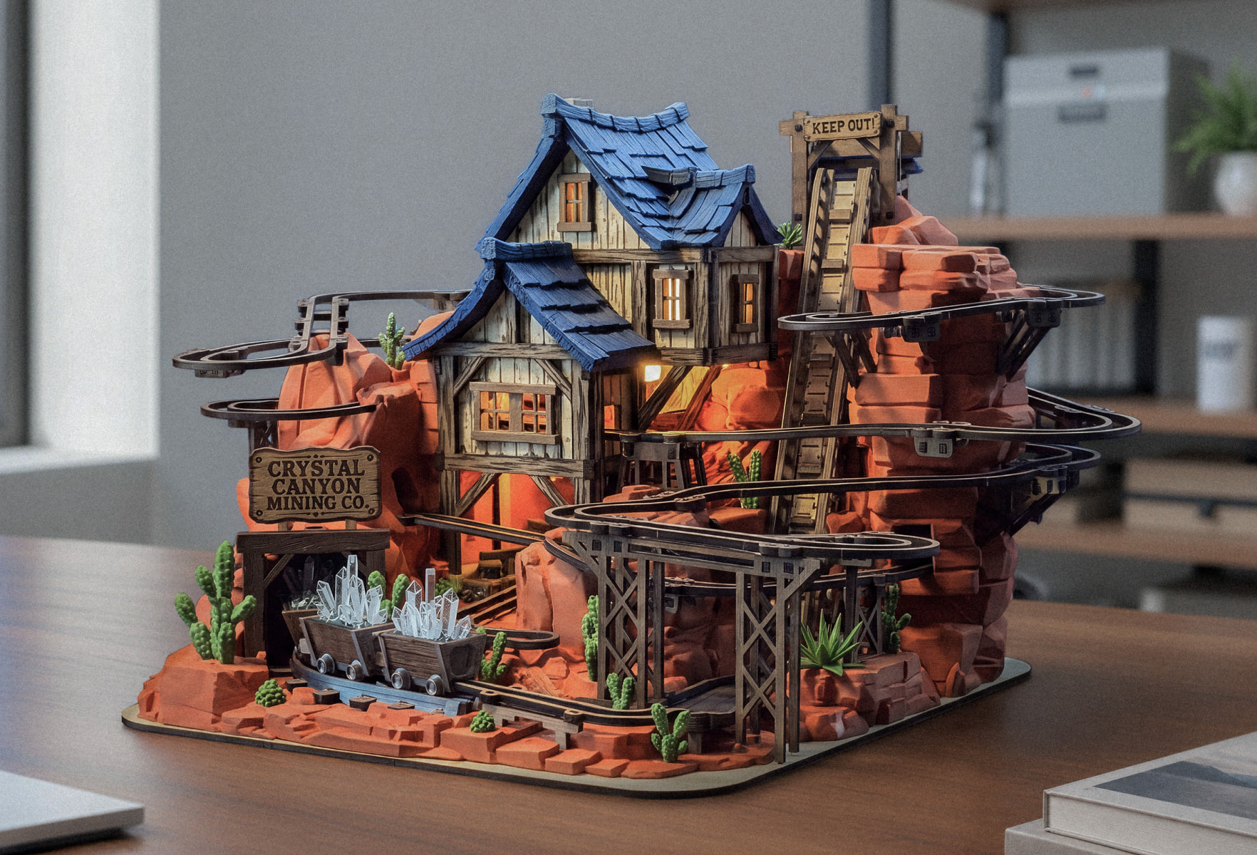 Crystal Canyon Mine: marble run, projeto feito com a Bambu Lab R1
